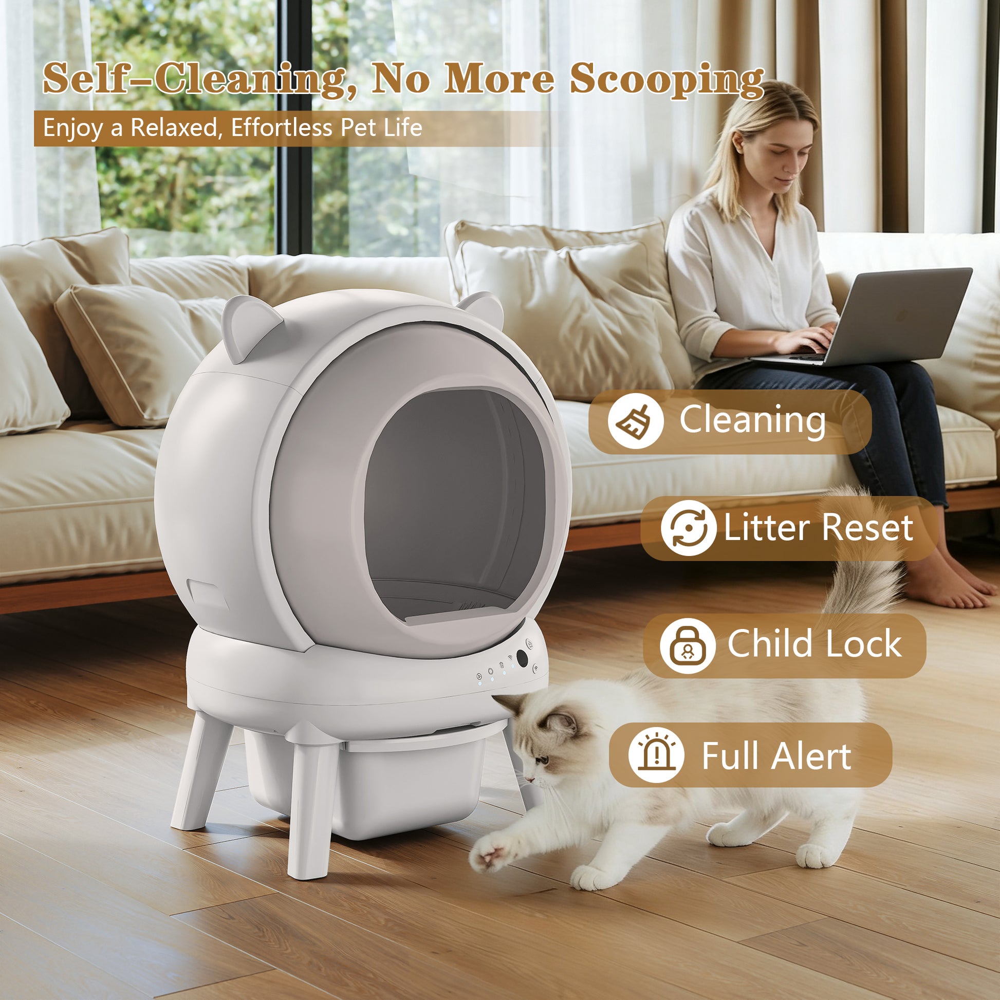 HLR® Self Cleaning Litter Box, Automatic Cat Litter Box for Multiple Cats