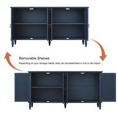 CBJCBJ 58" Retro Sideboard Buffet Cabinet with Storage, Accent Cabinet for Kitchen, Living Room,Blue