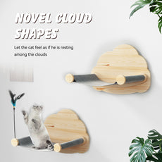 CBJCBJ Solid Wood Cat Wall Mounts Shelves Perches, Sleeping Playing Lounging Climbing Wall-mounted Cat Tree House for Cat