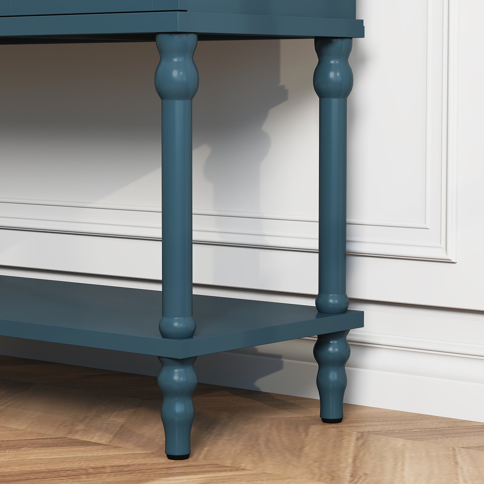 HLR Modern 42" Console Table with Storage, Entryway Table Wood Behind Couch with Shelves for Living Room, Blue