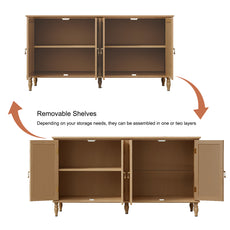 HLR 58'' Large Sideboard Buffet Cabinet with Storage, 4 Doors Modern Credenza Table for Living Room, Wood
