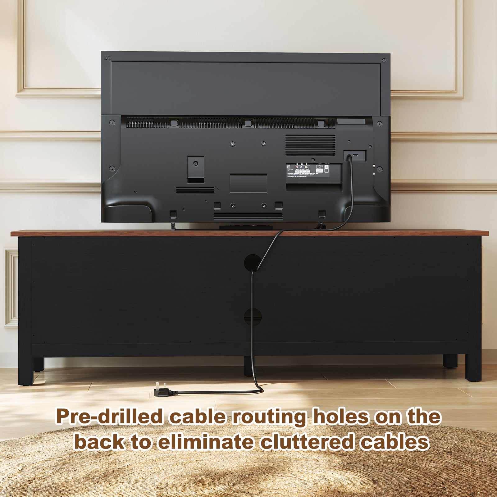 HLR® Farmhouse 63" TV Stand, for TVs up to 70", Living Room Wooden Entertainment Center with Storage