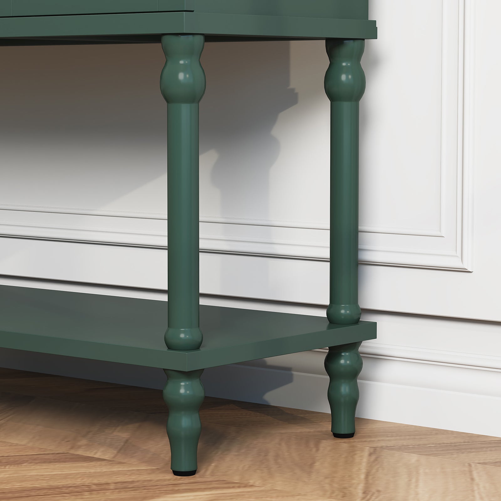 HLR Modern 42" Console Table with Storage, Entryway Table Wood Behind Couch with Shelves for Living Room, Green