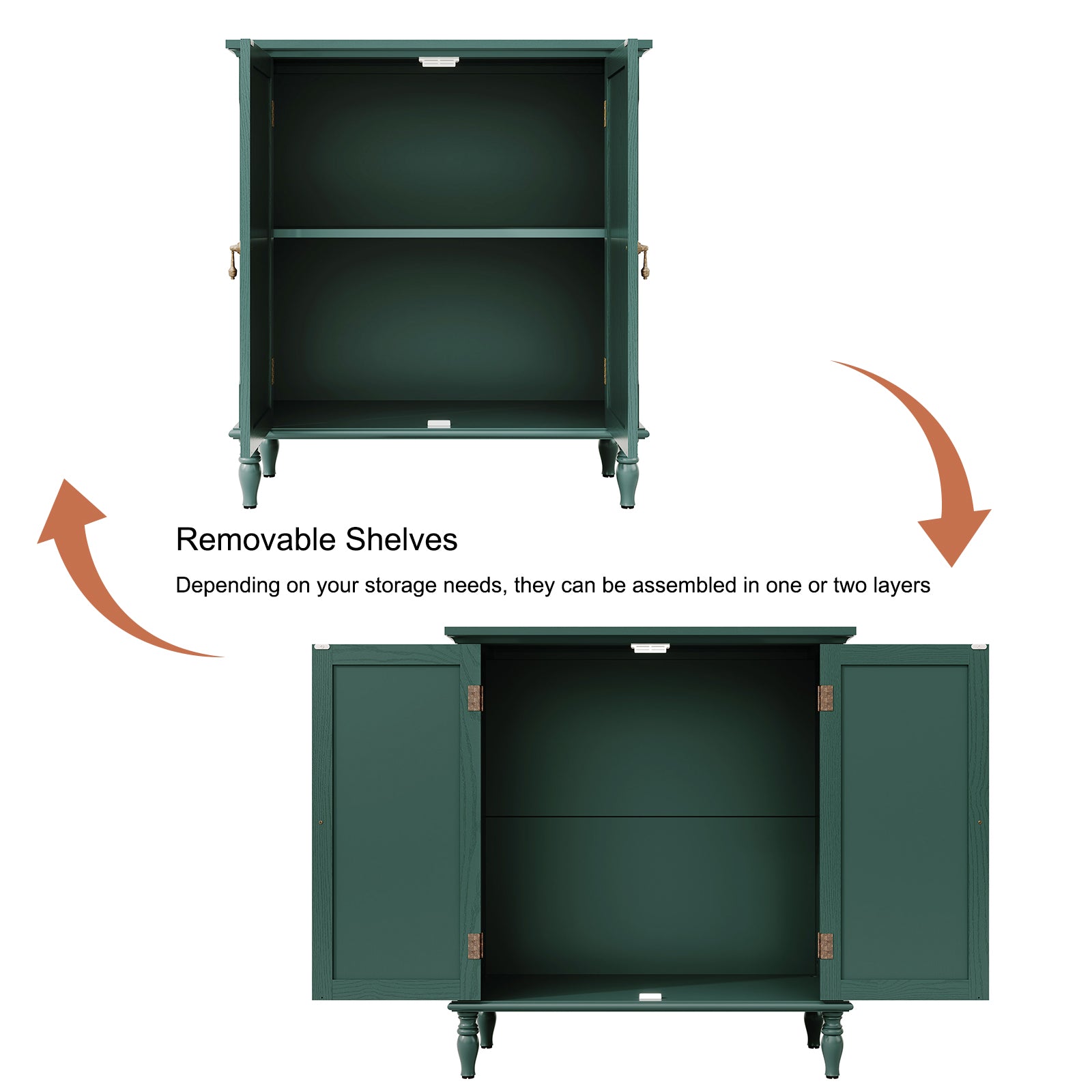 CBJCBJ Retro 34" Sideboard Buffet Cabinet with Storage, Accent Cabinet for Dining Room, Living Room,Green