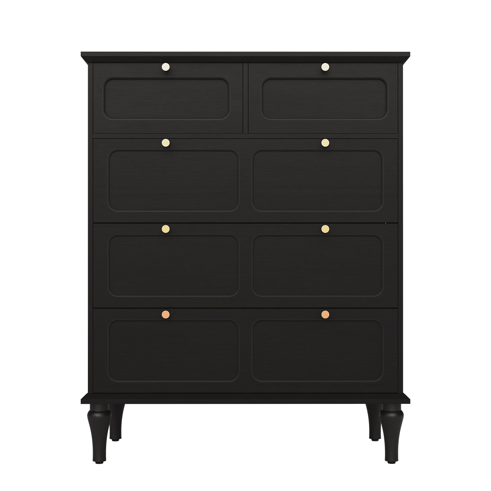 HLR 40" Mid-century 5 Drawer Dresser for Bedroom, Small Dressers & Chest of Drawers, Black