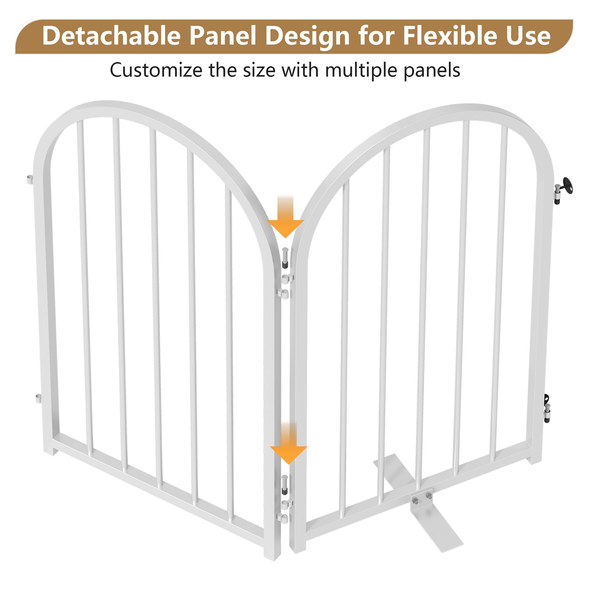 CBJCBJ Indoor Pet Gate, 4 Panel Folding Dog Gate , 24"H Freestanding Metal Pet Fence for Cats and Dogs ,White