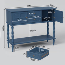 HLR Modern 42.1" Consoles Table, Entryway Table with Storage Shelf Quick Assembly for Living Room, Blue