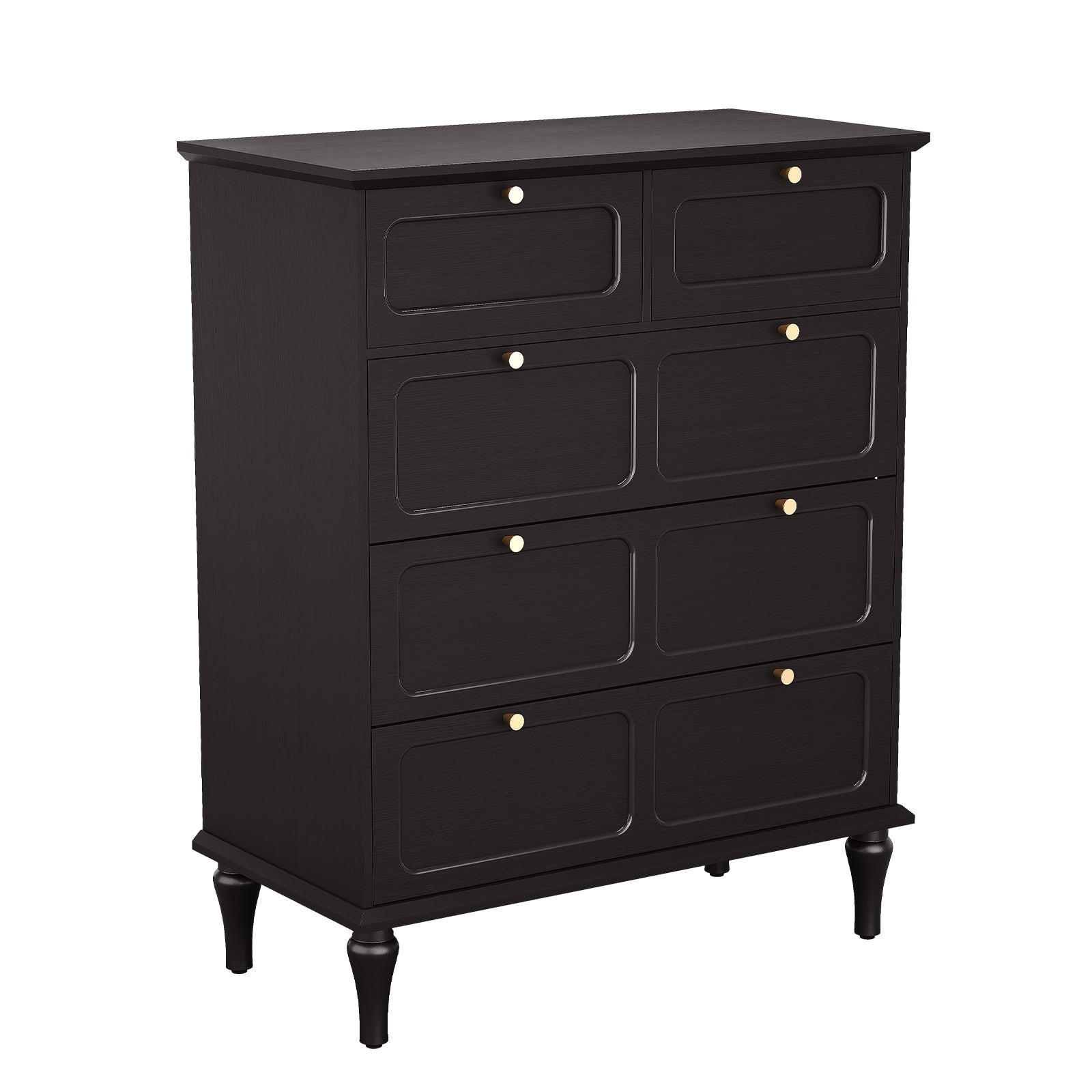 HLR 40" Mid-century 5 Drawer Dresser for Bedroom, Small Dressers & Chest of Drawers, Black