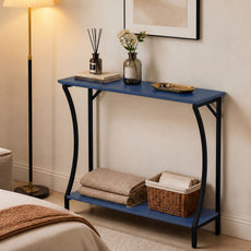 CBJCBJ Narrow Console Table with Charging Station, 2-Tier Simple Entryway Table for Living Room Hallway,Blue
