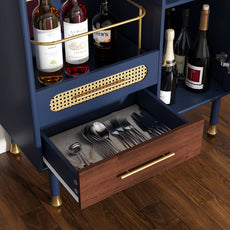 CBJCBJ Modern Coffee Bar Cabinet with Storage, Wine Cabinet with Glass Racks, Sideboard for Living Room,Blue