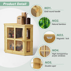 HLR Double Layer Bamboo Bread Box for Kitchen Counter, Large Capacity Bread Storage Bin with Acrylic Door,Brown