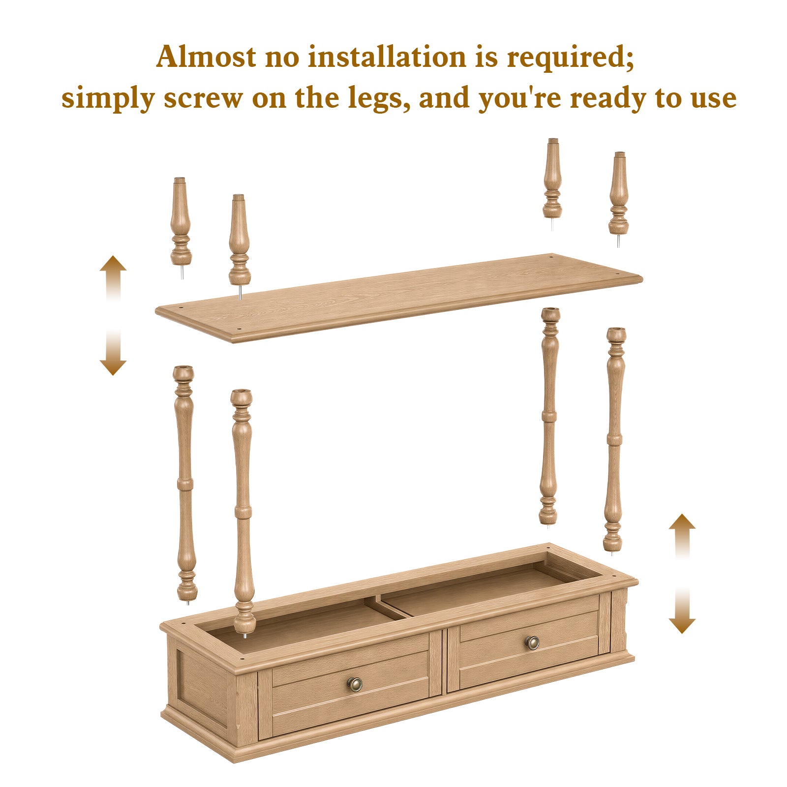 HLR 40" Modern Console Table, Assembled Entryway Table with 2 Drawers for Living Room, Brown