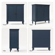 HLR 31.5'' Large Sideboard Buffet Cabinet with Storage, 2 Doors Modern Credenza Table for Living Room, Navy Blue