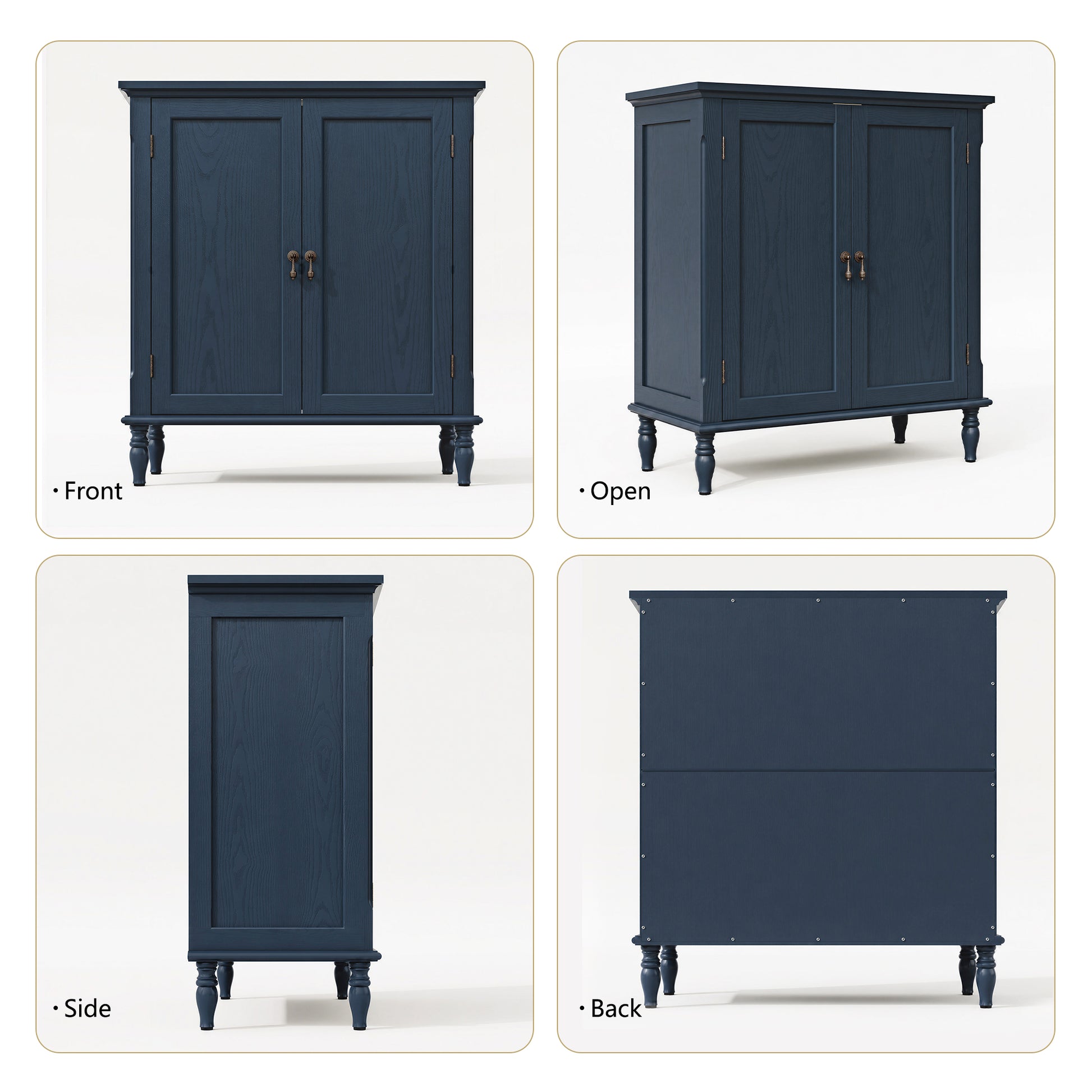 HLR 31.5'' Large Sideboard Buffet Cabinet with Storage, 2 Doors Modern Credenza Table for Living Room, Navy Blue