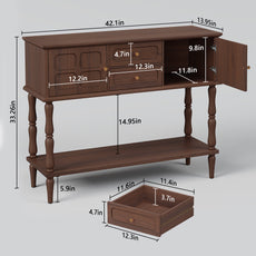 HLR Modern 42.1" Consoles Table, Entryway Table with Storage Shelf Quick Assembly for Living Room, Brown