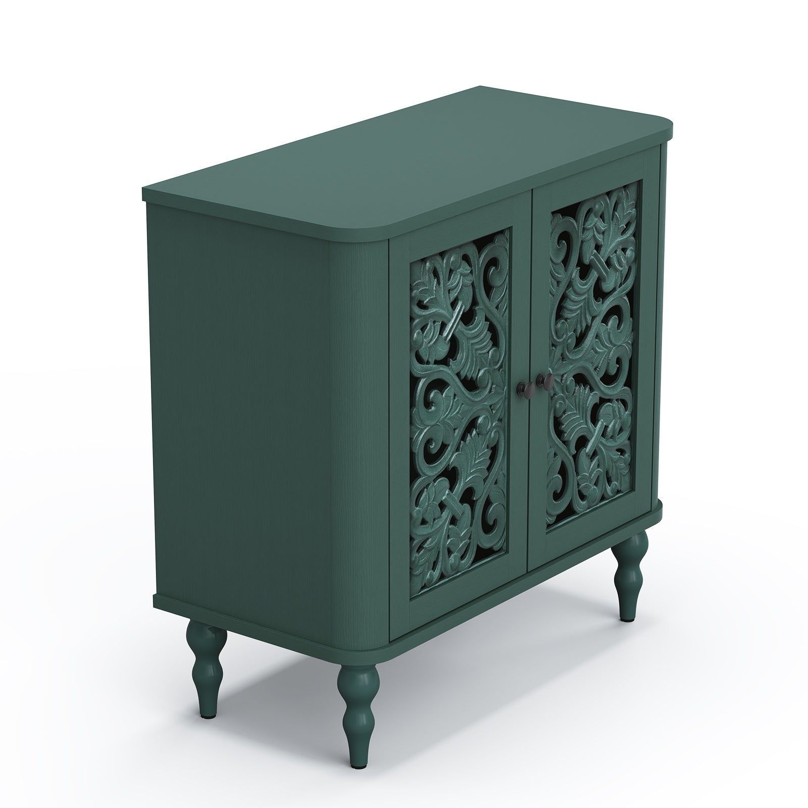 HLR 31.5"W Mid Century Rounded Corners Sideboards Buffets Cabinet with 2 Doors Storage for Kitchen Dining, Green