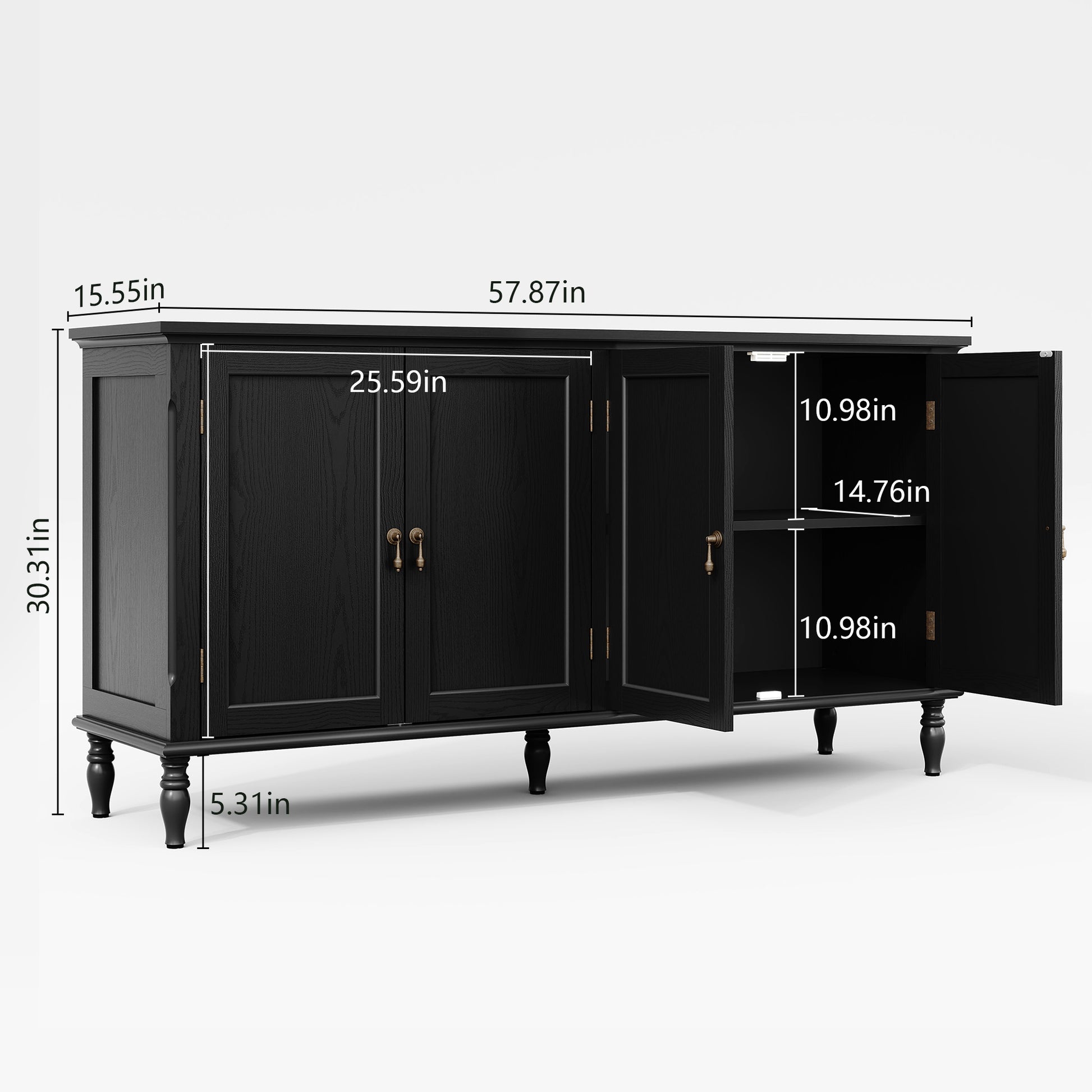 HLR 58'' Large Sideboard Buffet Cabinet with Storage, 4 Doors Modern Credenza Table for Living Room