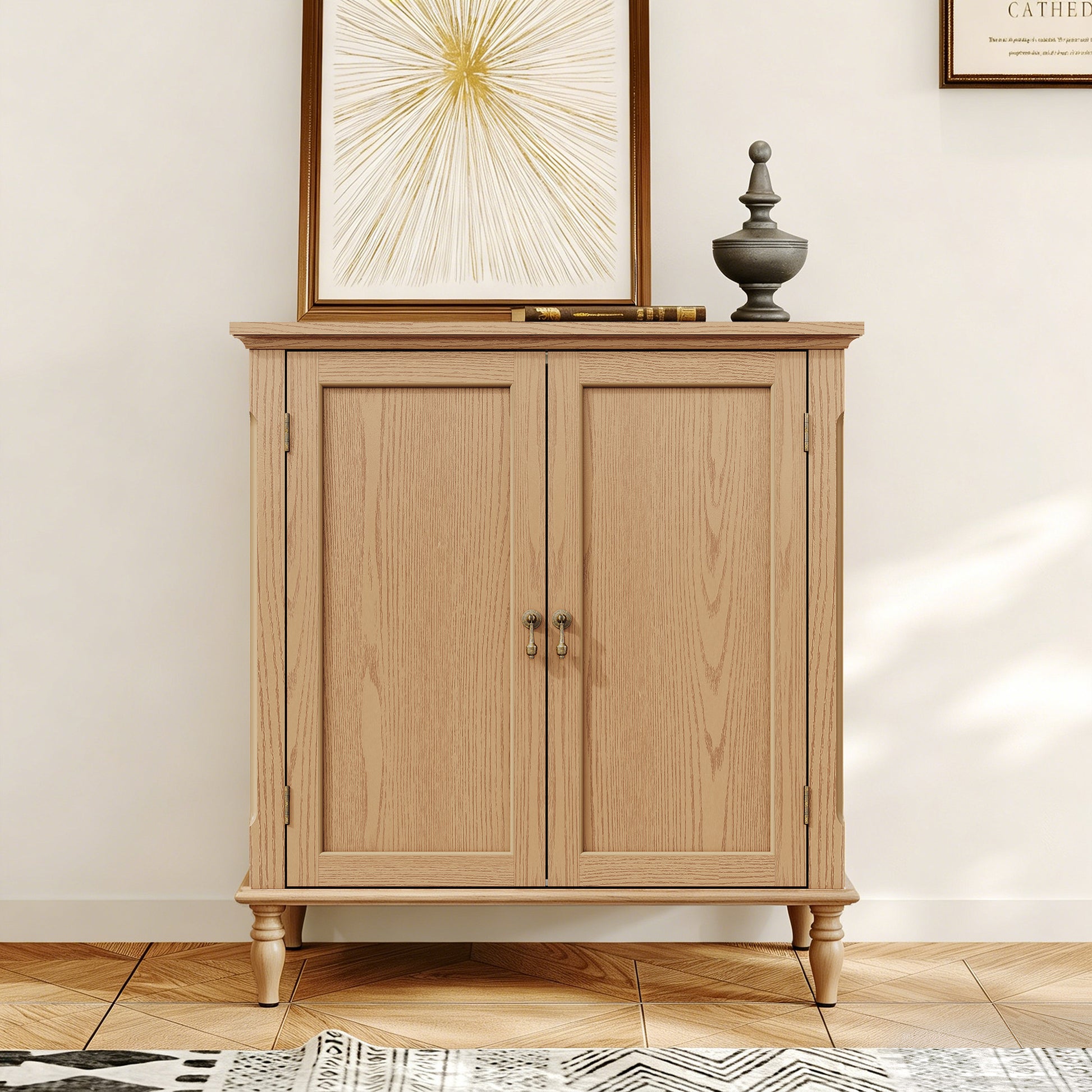 HLR 31.5'' Large Sideboard Buffet Cabinet with Storage, 2 Doors Modern Credenza Table for Living Room, Brown