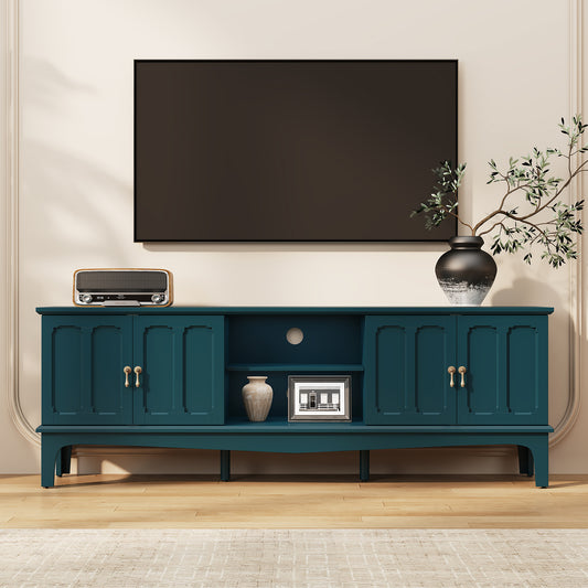 CBJCBJ Retro 67" TV Stand for TVs up to 70", Living Room Entertainment Center with 4 Door Storage Cabinet,Green
