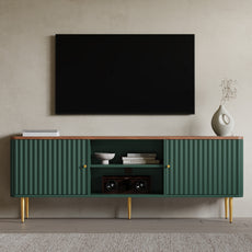 CBJCBJ Modern Fluted 67" TV Stand for 75inch TV with Storage, Entertainment Center for Living Room,Green