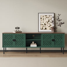 HLR Mid Century Modern 70" Large TV Stand for 80 Inch TV, Entertainment Center with Storage, Green