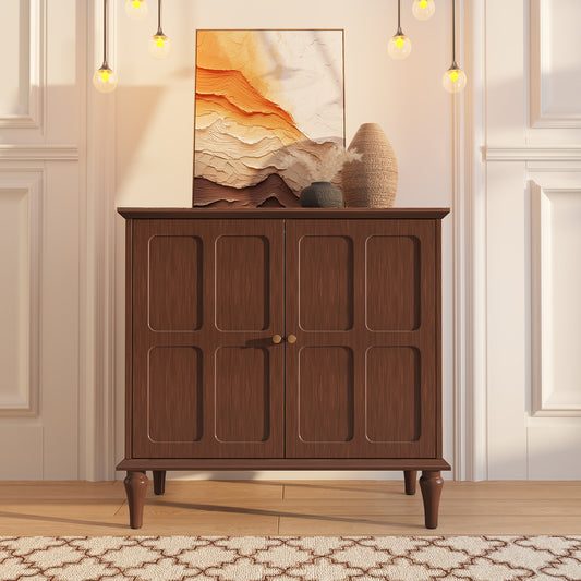 CBJCBJ 31.4"Mid Century Modern Sideboard Buffet Cabinet , Storage Cabinet with Adjustable Shelves, Accent Cabinet for Entryway, Dining Room, Brown