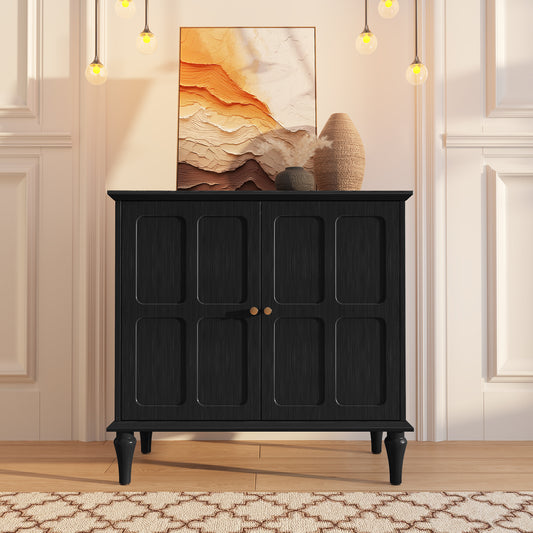 CBJCBJ 31.4"Mid Century Modern Sideboard Buffet Cabinet , Storage Cabinet with Adjustable Shelves, Accent Cabinet for Entryway, Dining Room, Black