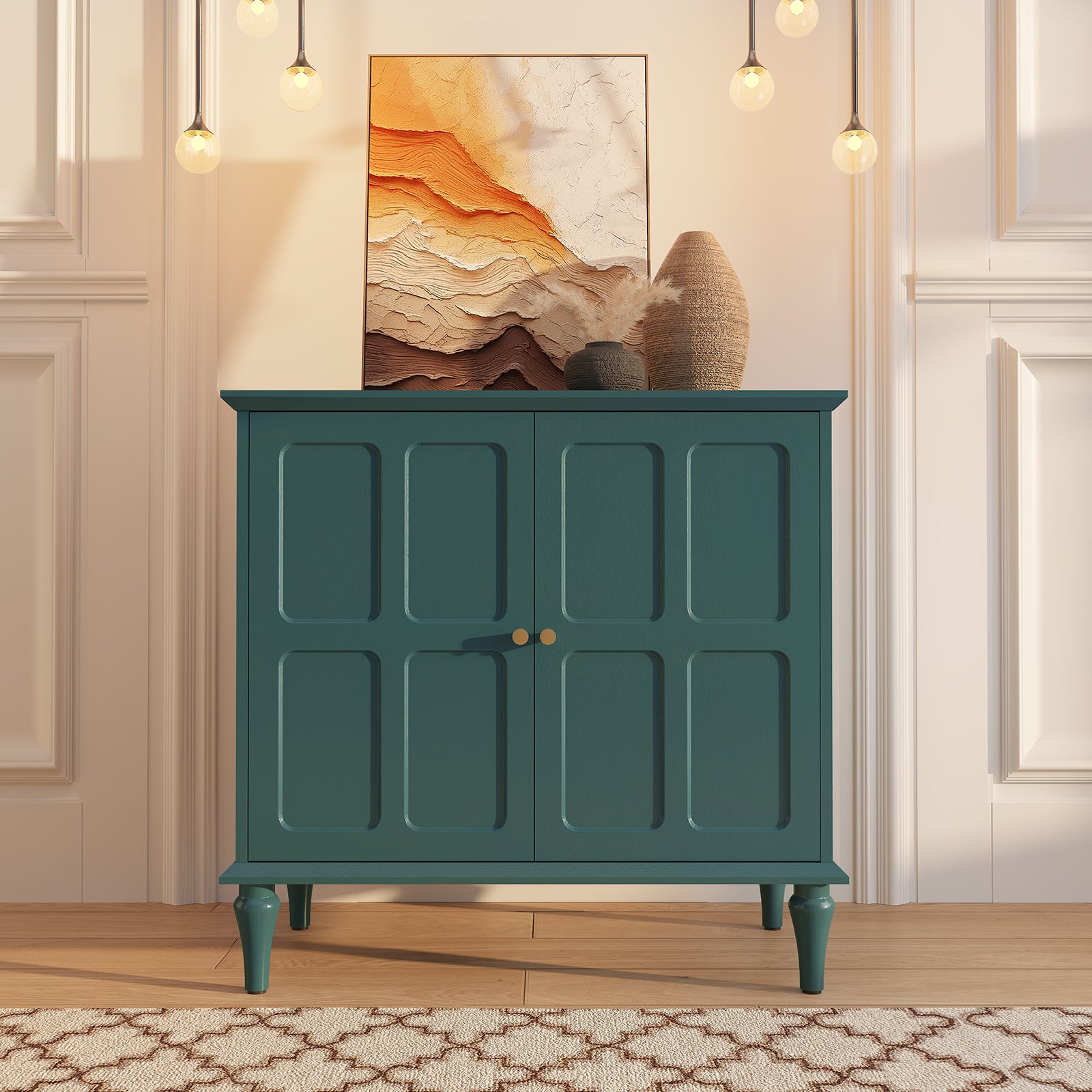 CBJCBJ 31.4"Mid Century Modern Sideboard Buffet Cabinet , Storage Cabinet with Adjustable Shelves, Accent Cabinet for Entryway, Dining Room,Green