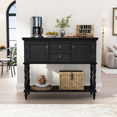HLR 42" Farmhouse Modern Console Table, Entryway Table with Storage Shelf for Living Room, Black