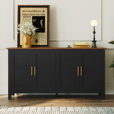 CBJCBJ 58” Modern Sideboard Buffet Cabinet, Living Room Accent Cabinet with Storage, for Kitchen,Black