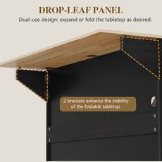 HLR Mid-Century 60" Kitchen Island with Trash Can Storage, Rolling Island Table, Black
