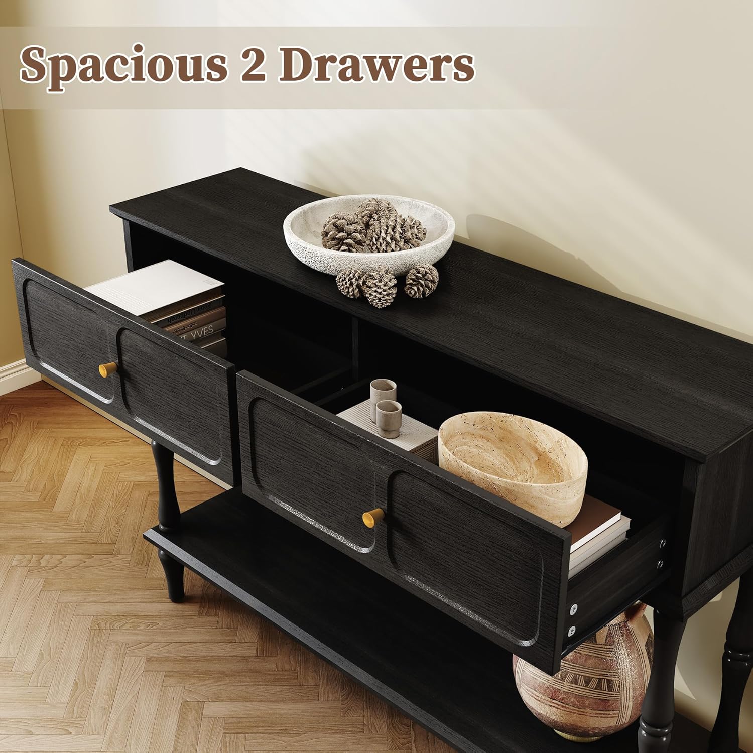 HLR® Mid-Century Console Table for Entryway with 2 Drawers