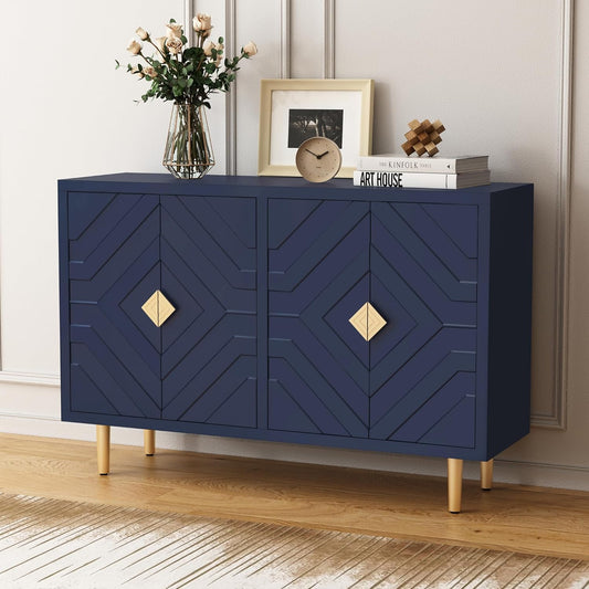 HLR® 48'' Buffet Cabinet with 4 Doors and Shelves, Modern Credenza Storage Cabinet