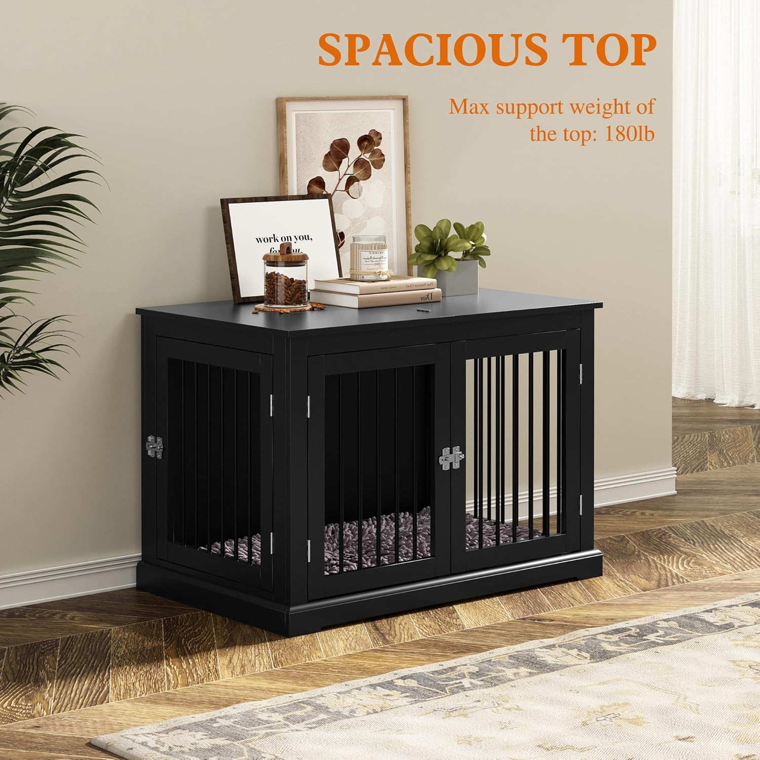 HLR® Furniture Style Dog Crate with Cushion, Dog Kennel Medium, Pet Crates, Dog Cage