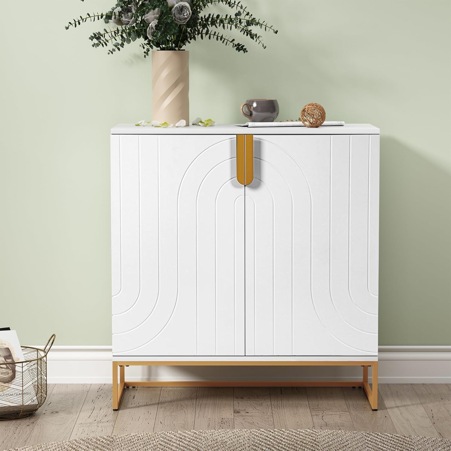 HLR® Accent Wood Grain Cabinet with 2 Doors, Storage Cabinet Sideboard