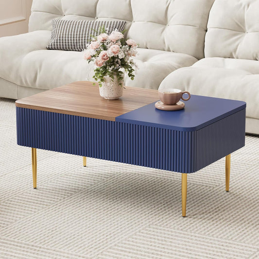 HLR® 39" Lift Top Coffee Table with Hidden Storage Compartment, Modern Rising Wood Dining Center Table