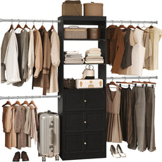 HLR Closet System with 3 Deep Drawers, Modular Closet Organizer Systems