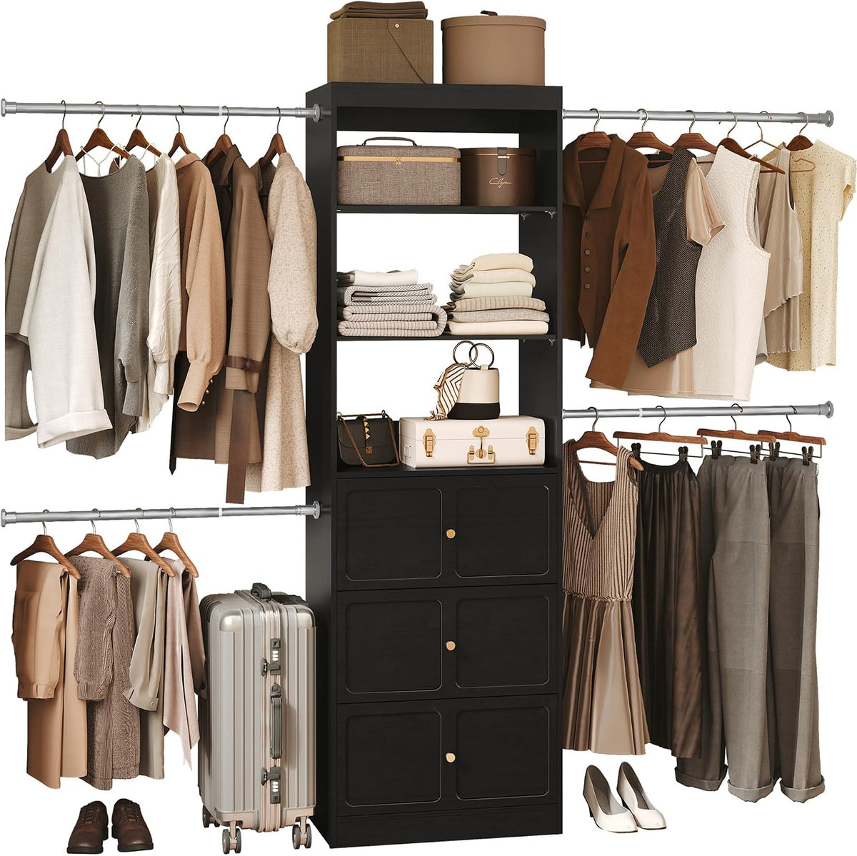 HLR Closet System with 3 Deep Drawers, Modular Closet Organizer Systems