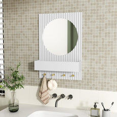 HLR® Wood Wall Mirror with Shelf&Hooks, 24
