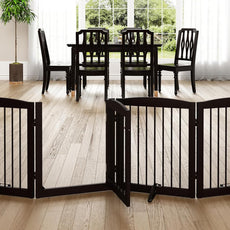 HLR® Freestanding Dog Gate with Door, Pet Gate for Stairs, 80 inch Wide Pet Barrier Indoor