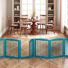 HLR® Freestanding Dog Gate with Door, Pet Gate for Stairs, 80 inch Wide Pet Barrier Indoor