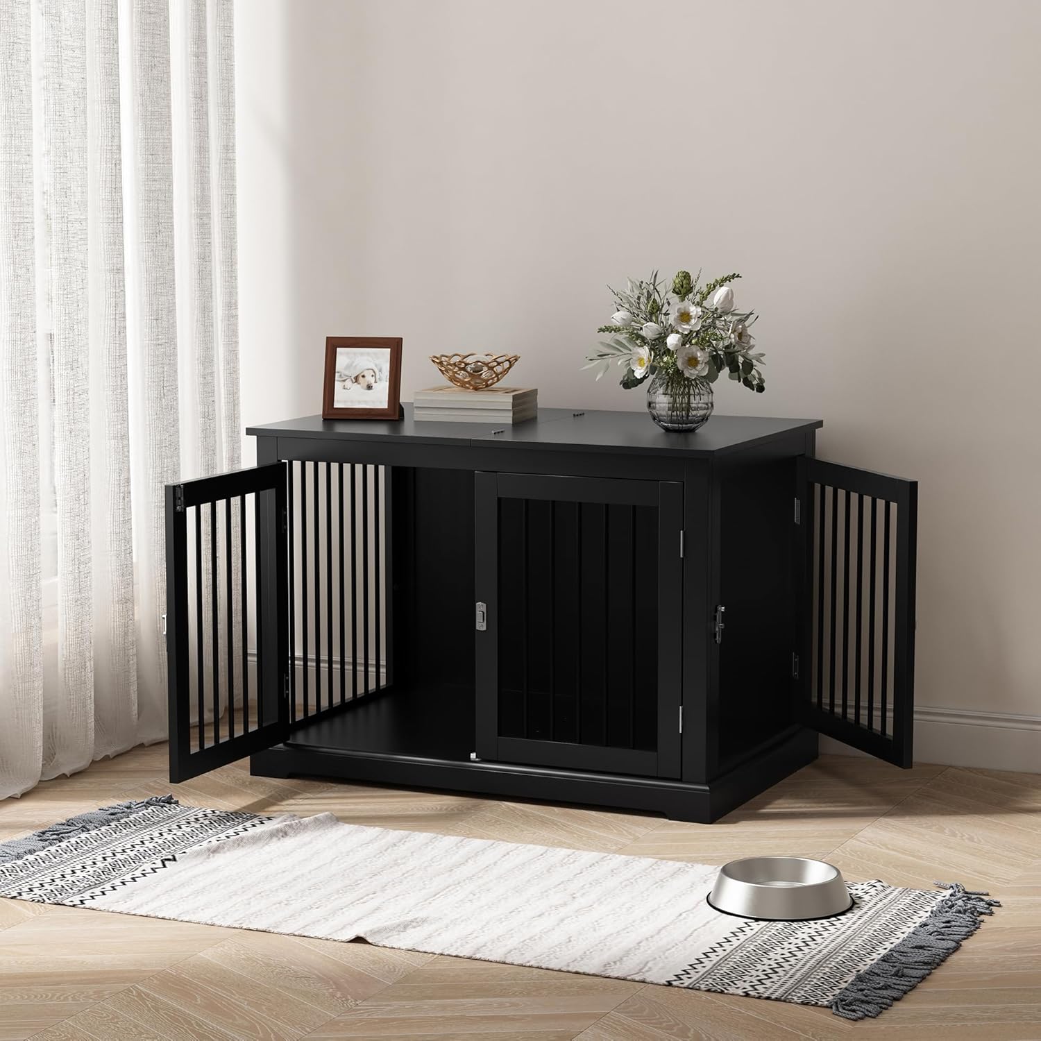 HLR® Furniture Style Dog Crate with Cushion, Dog Kennel Medium, Pet Crates, Dog Cage