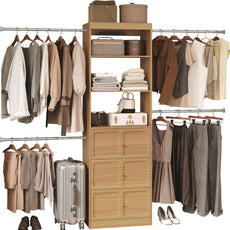 HLR Closet System with 3 Deep Drawers, Modular Closet Organizer Systems