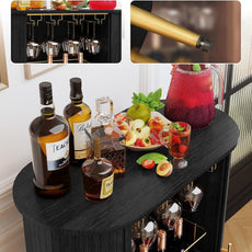 HLR® Weinbarschrank aus Holz mit Rolltür, Weinregal für 16 Flaschen