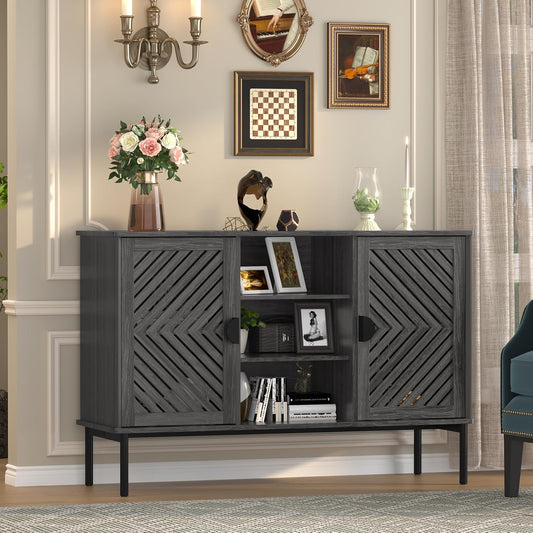 HLR® Accent Cabinet with 2 Hollow Doors, Sideboard Storage Cabinet, Modern Buffet Cabinet