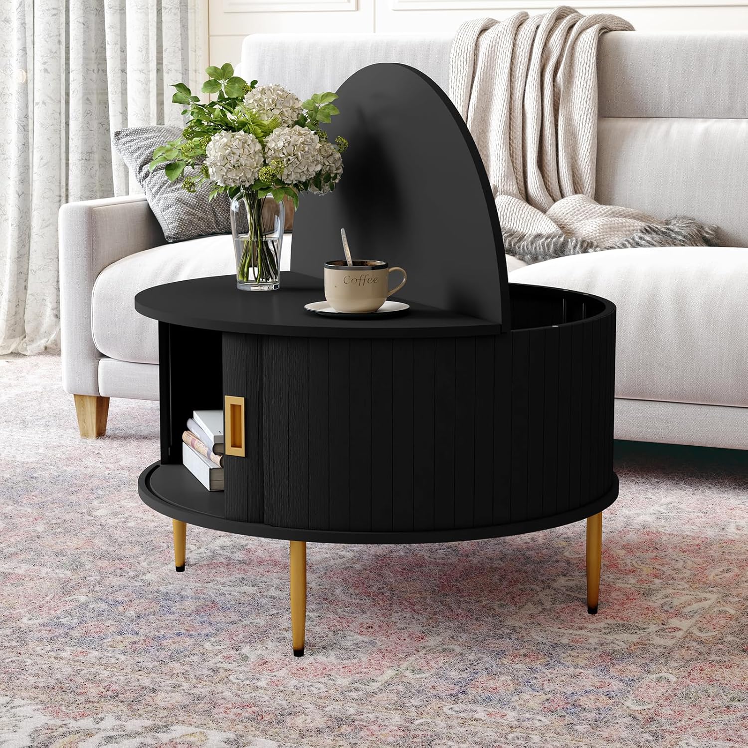 HLR® 31.7" Round Coffee Table with Tambour Door