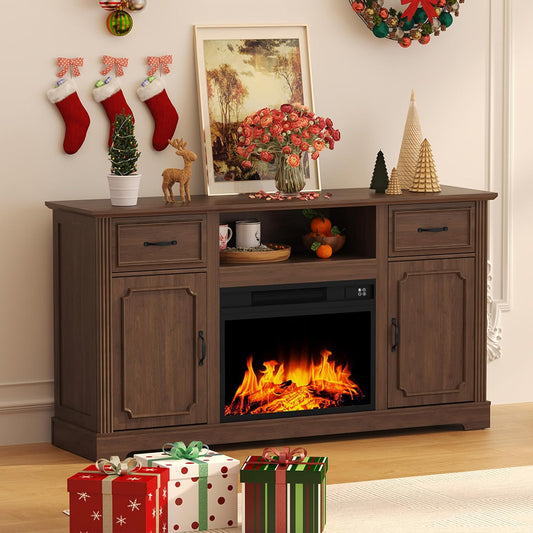 HLR® Fireplace TV Stand for TV up to 65'', Consoles Cabinet with Adjustable Shelves