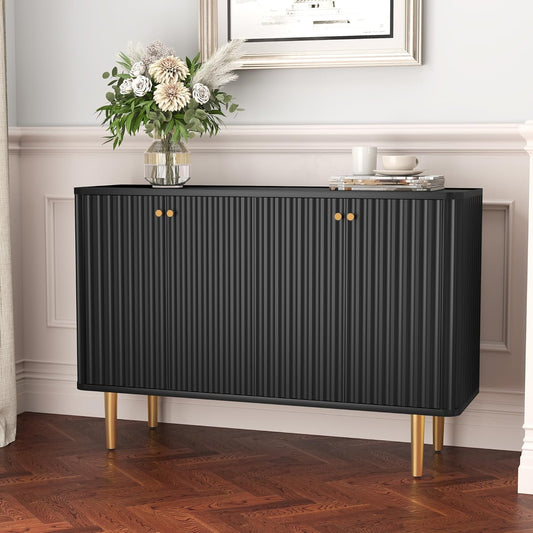 HLR® Sideboard Buffet Cabinet, 48" Modern Accent Cabinet with 4 Door and Removable Shelves