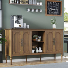 Buffet vintage HLR® avec 4 portes, 140 cm, meuble de rangement moderne du milieu du siècle