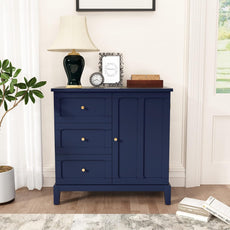 Armoire d'appoint HLR® avec 3 tiroirs et porte, armoire de rangement en bois avec étagères 